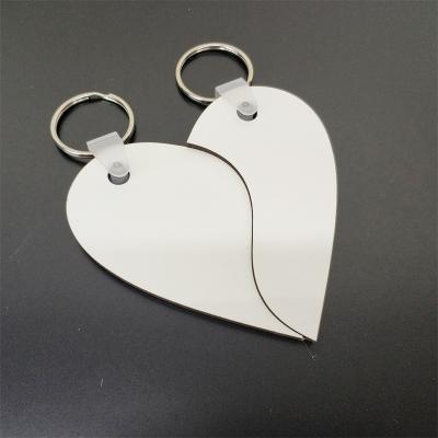 China DYE Sublimation Heat Press 2pcs Heart Per Set MDF Key Chain For Sublimation for sale