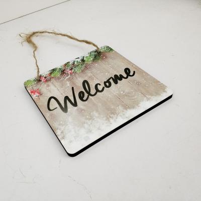 China Europe Sublimation MDF Empty Wood Panel Blank Decoration Wooden Door Signs Hanging Plaque Custom for sale