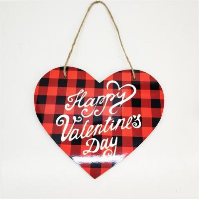 China Europe Heart Shape Sublimation Door Sign Home Wooden Hanging Sign Custom Door Hanger for sale