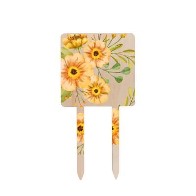 China Garden Minimalist Square Plywood Direct Stake Sublimation Plant Outdoor Garden Decoration for sale