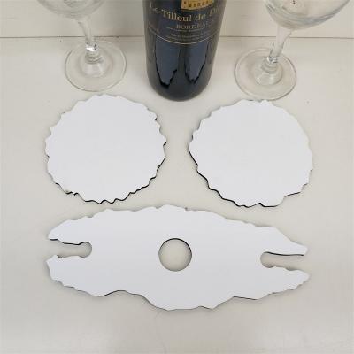 China Wooden Wine Rack White MDF Sublimation Rack DYE Sublimation Heat Press Wine Glass Rack With Cup Mat for sale