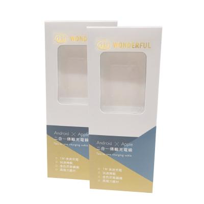 China Recyclable Wholesale Custom Logo charging cable packaging box Full Color Print with Clear Window for sale