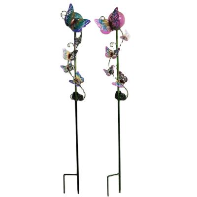 China Garden Plant Supply Good Quality Attractive Garden Stick Metal Solar Light Butterfly Outdoor Decoration for sale