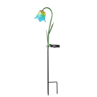 China 2021 New Garden Popularity Hot Selling Products China Fence Outdoor Solar Garden Light LED Tulips Flower Stack for sale