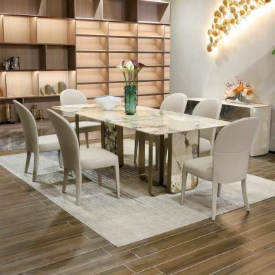 China Luxury Modern Home Furniture Dining Room Table Stainless Steel Marble Dining Table for sale