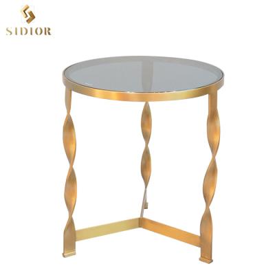 China Living Room Furniture High Quality Tempered Glass Tea Table Design Metal Table for sale