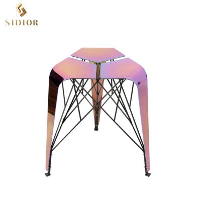 China Original Design Modern Unique Stool Cafe Home Portable Dining Chair Stool Stainless Steel Colorful Stool for sale