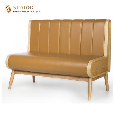 China Modern Leather Restaurant Booths Solid Wood Mid Century Dining Sofa ODM for sale