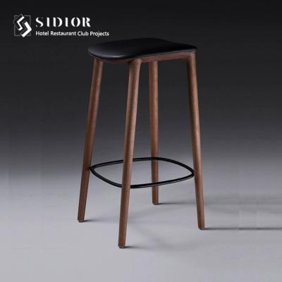 China High Leg Kitchen Counter Bar Stool Solid Wood 48cm Width Nordic for sale