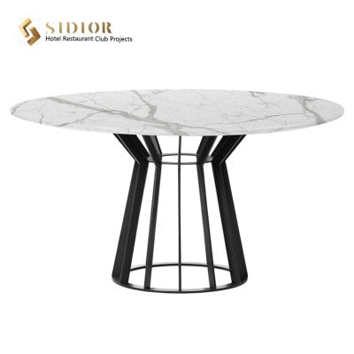 China Light Luxury Small Round Marble Dining Table Artificial OEM ODM for sale