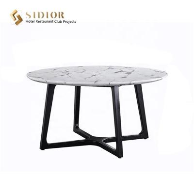 China ECO Friendly Large Round Marble Dining Table white SGS Standard for sale