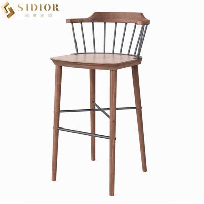 China Solid Wood Mid Century Modern Bar Stools Set Of 2 Comfortable 75cm Height for sale