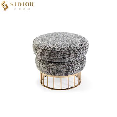 China Eco Friendly Modern Foot Rest Stool Round Fabric Ottoman Stools ODM for sale