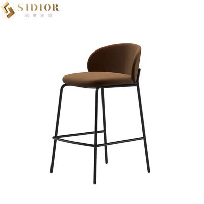 China Modern Comfortable Luxury Contemporary Bar Chairs Stool Armless Metal Base 83cm for sale