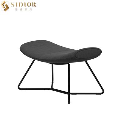 China H41cm Modern Luxury Black Fabric Footstool Upholstered With Metal Legs for sale