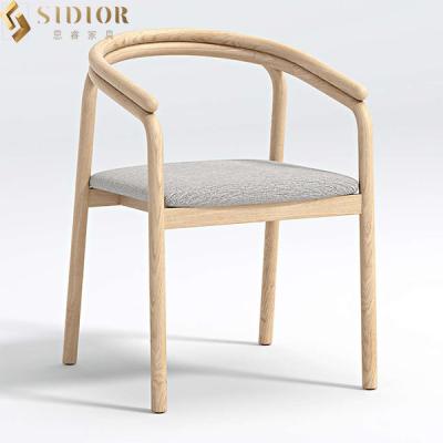 China Comfortable Modern Solid Wood Dining Chairs 60cm Width Fabric Upholstery Chair for sale