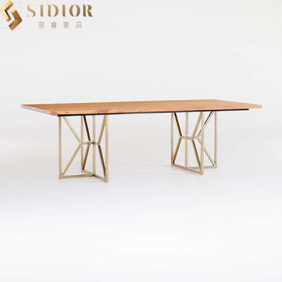 China Italian Style Rectangular Marble Dining Table 2.4m Stainless Steel Base for sale