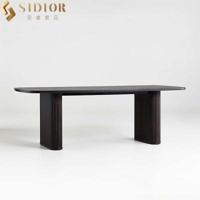 China Northern Rectangular Birch Plywood Dining Table Black 220cm Length for sale