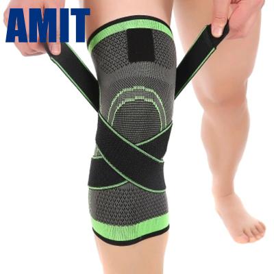 China Double Pressure Nylon Double Pad Elastic Compression Knee Brace With Belt for sale