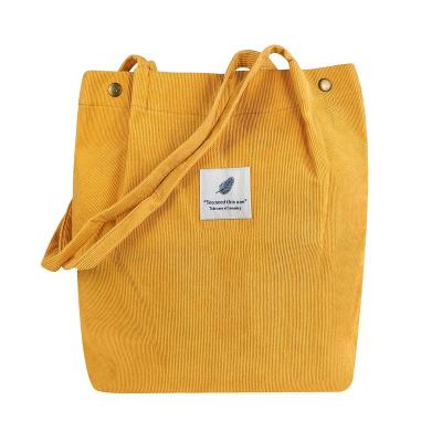 China 100% Eco-friendly Wholesale Women Corduroy Tote Bags Grocery Shoulder Bag Shopping Bags for sale