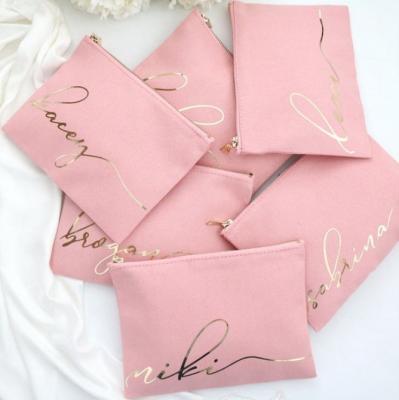 China 100% Eco-friendly wholesale custom made cosmetic bags best friend gift bridesmaid gift rose canvas makeup brush bag for sale