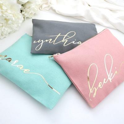 China 100% eco-friendly wholesale cheap canvas cosmetic bags with zipper, pouch bag cosmetic, cotton makeup brush bag for sale