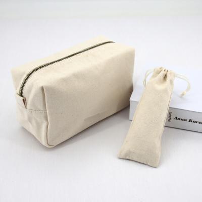 China 100% eco-friendly cotton canvas makeup bag custom travel, wholesale custom logo cosmetic bags with zipper for sale