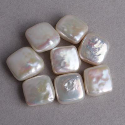 China Fashion Freshwater High End Boutique Pearl High Luster Square Shape Pure White 100% Natural Keshi Pearl Loose Half Drilled Pearls for sale