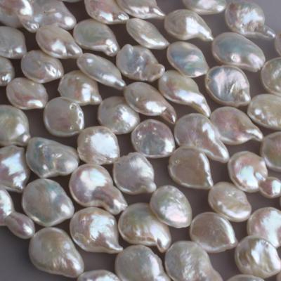 China Freshwater Pearl 15-16mm White Color Natural Freshwater Keshi Pearl Loose Strand, 16