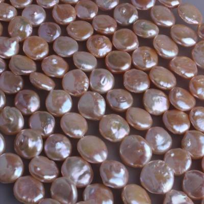 China Natural Freshwater Pearl 14-16 Mm Red Color Natural Freshwater Coin Shape Keshi Pearl Loose Strand, 16