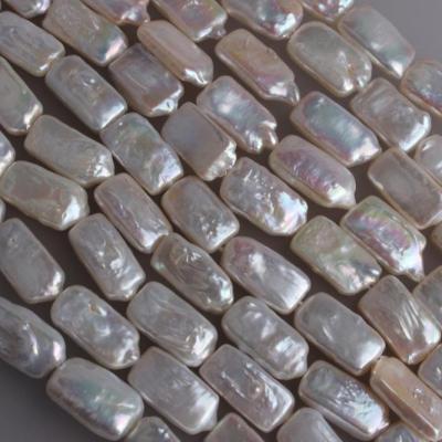 China Rectangular Shape Freshwater White Color Natural Freshwater Pearl 6-9mm Keshi Pearl Loose Strand, 16