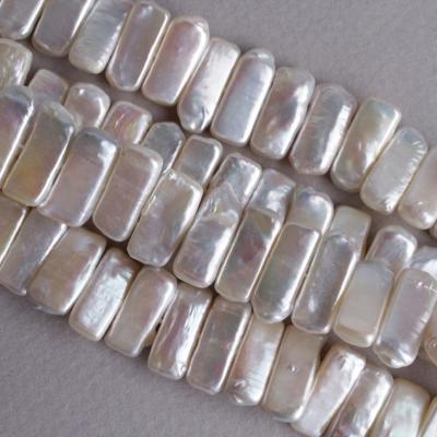 China 100% Natural Pearl Top Grade Latest Keshi Pearl Beautiful Cream Freshwater White Rectangular Shape Loose Strand for sale