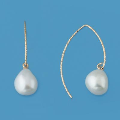 China Hot Selling Sumptuous 925 Yellow Gold CLASSIC Shape 100% Natural Pearl Silver Cream White Baroque Earrings Plated For Engagement for sale