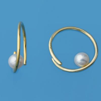 China Newest FASHIONABLE style silver pretty very small flaws around shape freshwater pearl earrings cuff gold plated for wedding for sale