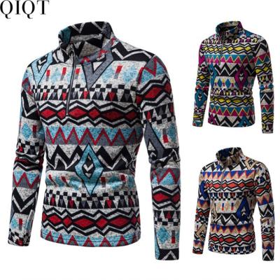 China 2021 Anti-Wrinkle Independent People Printed Zipper Men Sweaters Cotton Half Knitted Sweater Men Men Knit Sweater for sale