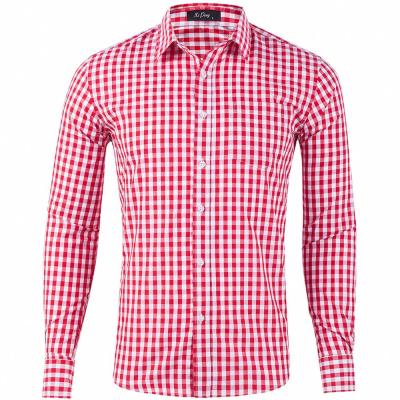 China Small spring shirt anti-pilling plaid office shirts for men sleeve long Apel cotton shirts for men printed for sale