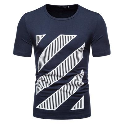 China Brand New Anti-wrinkle 2021 Fashion Stylish T-shirt With Diagonal Stripe Shirts For Men Printed T-shirts For Male for sale