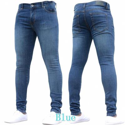 China Viable Elastic Waist Plus Size Long Jeans Men Skinny Fit Solid Color Stretch Jean Trousers Pants For Stylish Men for sale