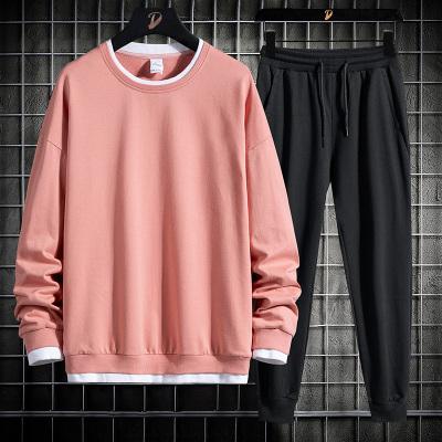 China IVY Fashion Trend Young Mens Casual Sweater Loose Color QUICK DRY Candy Two Piece Suitrts For Men Fitness Clothing for sale