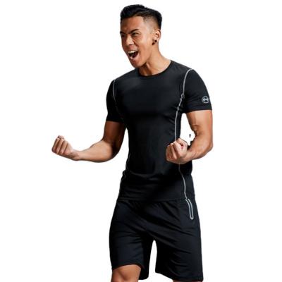 China Breathable Mens Customized Slim Fit T Shirts And Shorts New Design 100% Cotton Mens Sports Set Made for sale