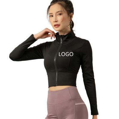 China Custom LOGO Women Yoga Sports Crop Zippers IVY New Style Solid Color Anti-Wrinkle Outdoor Running Fitness Tops Casual Coat for sale