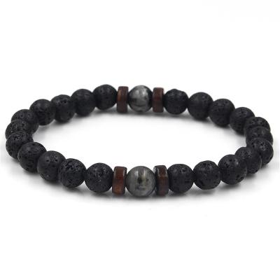 China Punk Shiny Stone Black Iron Stone Volcanic Bracelet for sale