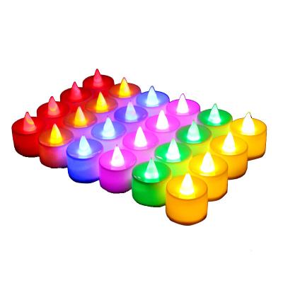 China Colorful Flame Home Decoration Tealight Yellow Flickering Floating Flameless Tea Light Electronic LED Candles for sale