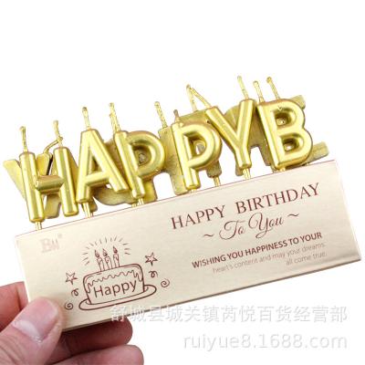 China Birthdays Letter Candle Happy Birthday Number Cake Tyrant Gold Baking Packaging Supplies Wholesale Shenzhen Large Topper Candles for sale