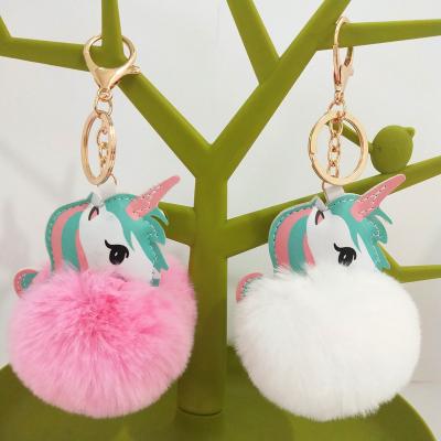 China Factory direct supply plush toy unicorn fur ball rabbit plush jewelry event gift car ornaments safety key chain pendant set for sale