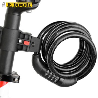 China With Reflective Brand ETOOK OEM Welcome Keyless 4 Digit Alloy 1500mm 4 Combination Bike Steel Cable Lock for sale