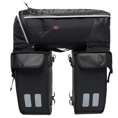 China 1680D High Density Waterproof Men Travel Outdoor Custom Bicycle Bag Tactical 3 in 1 Pannier Rack Double Pannier Rack Luggage Tube Sight Mountain Bike Rear Cycling Bags for sale