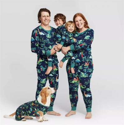 China Dropshipping QUICK DRY Custom Print Kids Pet Owner 2021 Cotton Adult Christmas Matching Pajamas for sale