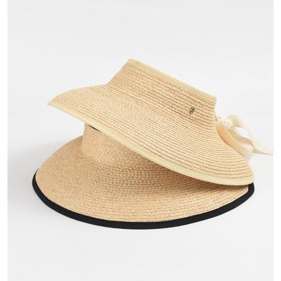 China Custom Picture OEM Lady Summer Straw Sun Visor Beach Natural Panama Hat for sale