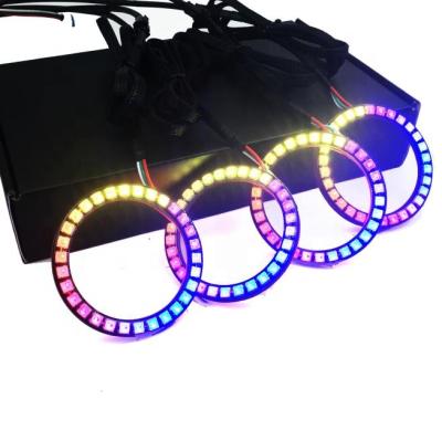 China Waterproof Headlight Halo Kit RGB Chasing Car 5V Angel Eyes Light Led Halo Ring Angel Eye 70mm 80mm for sale